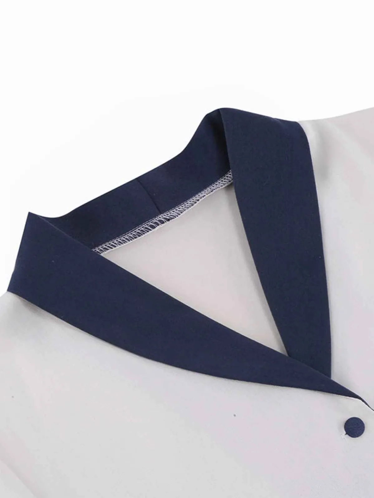 Outlet Retro Stage 1950s Solid Patchwork Dress Blue & White