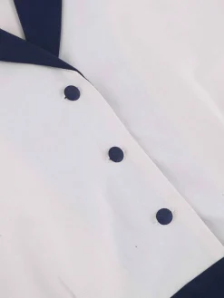 Outlet Retro Stage 1950s Solid Patchwork Dress Blue & White