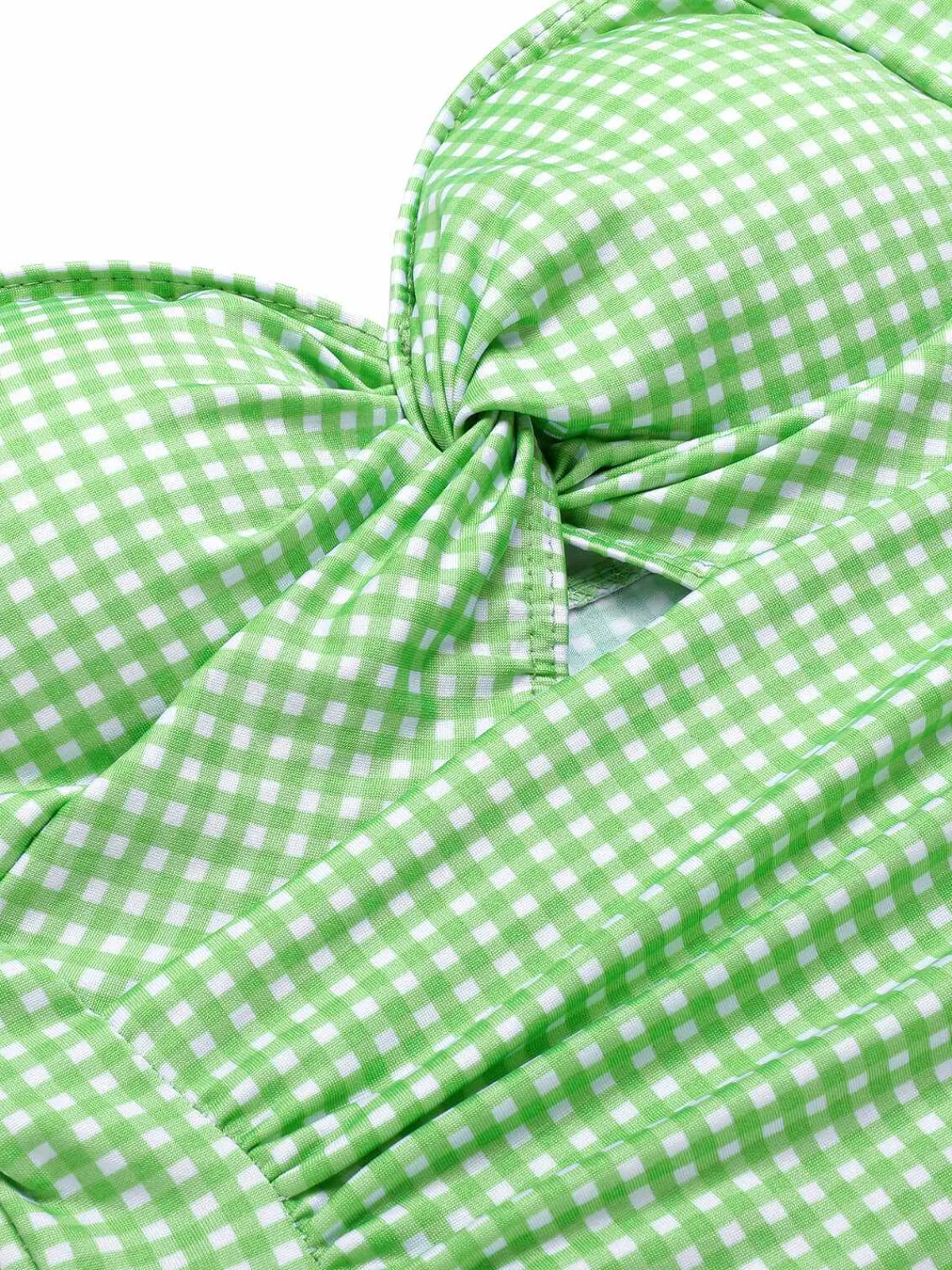 Best Retro Stage Blue Green 1930s Plaid Halter One-Piece Swimsuit