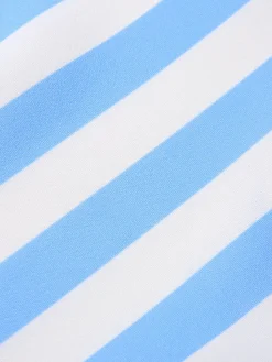 Online Retro Stage 1940s Boat Neck Stripes Bow Dress Blue