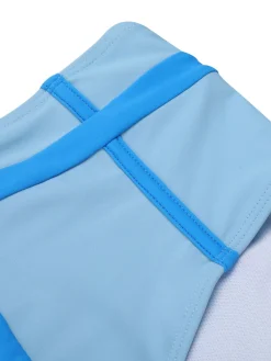Sale Retro Stage 1950s Button Patchwork Swimsuit Blue