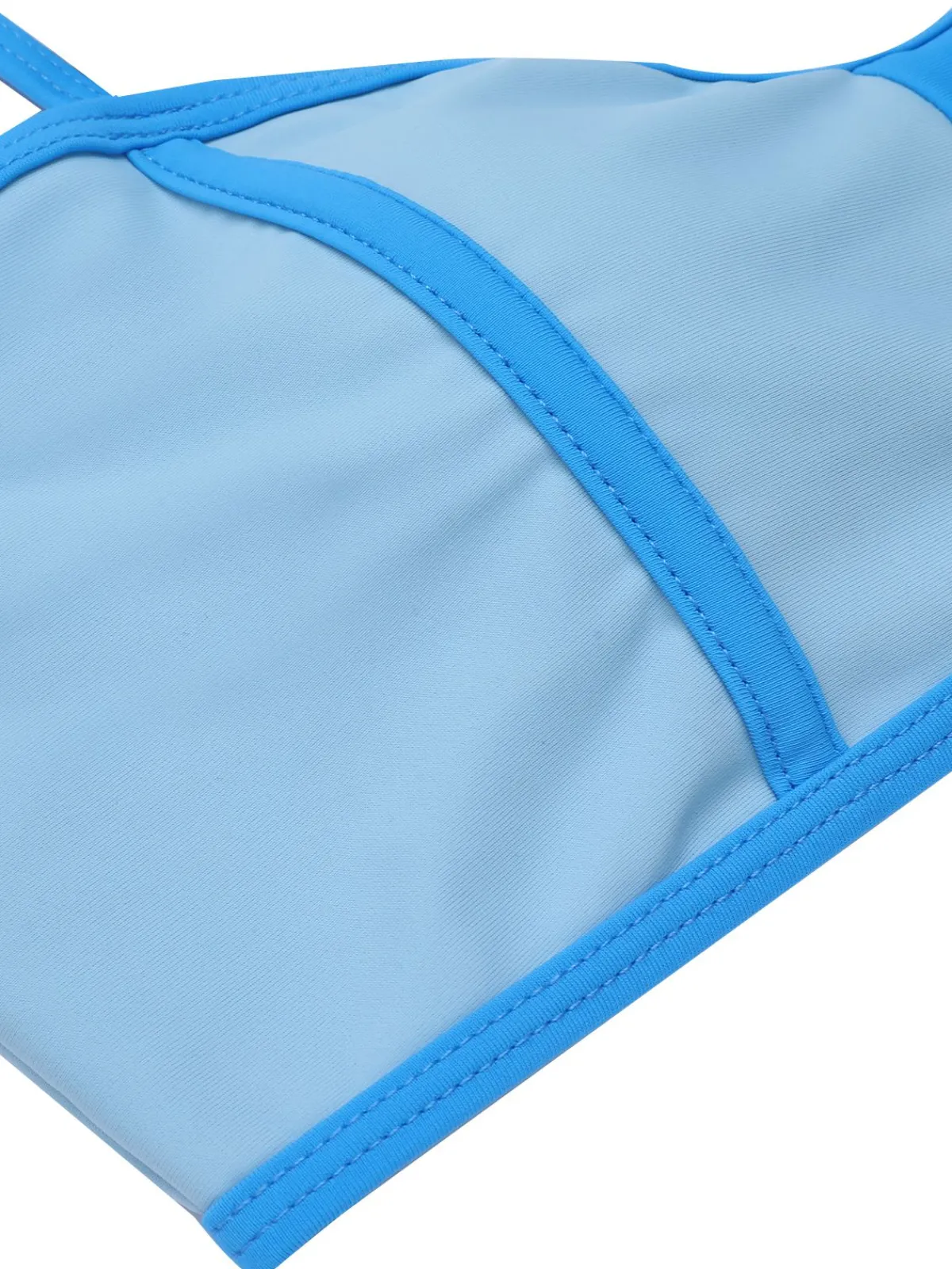 Sale Retro Stage 1950s Button Patchwork Swimsuit Blue