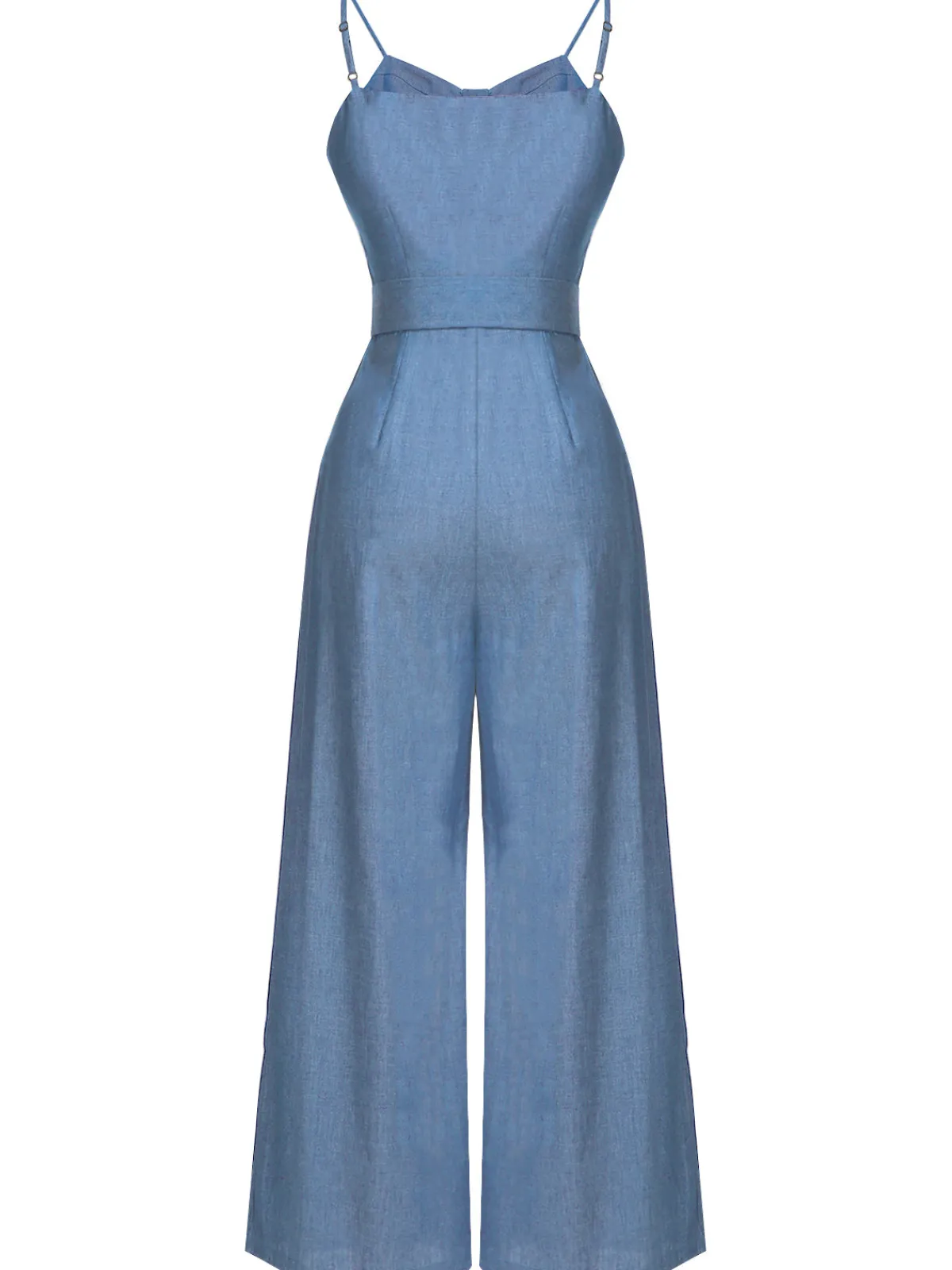 Online Retro Stage Blue 1930s Cowboy Solid Strap Jumpsuit