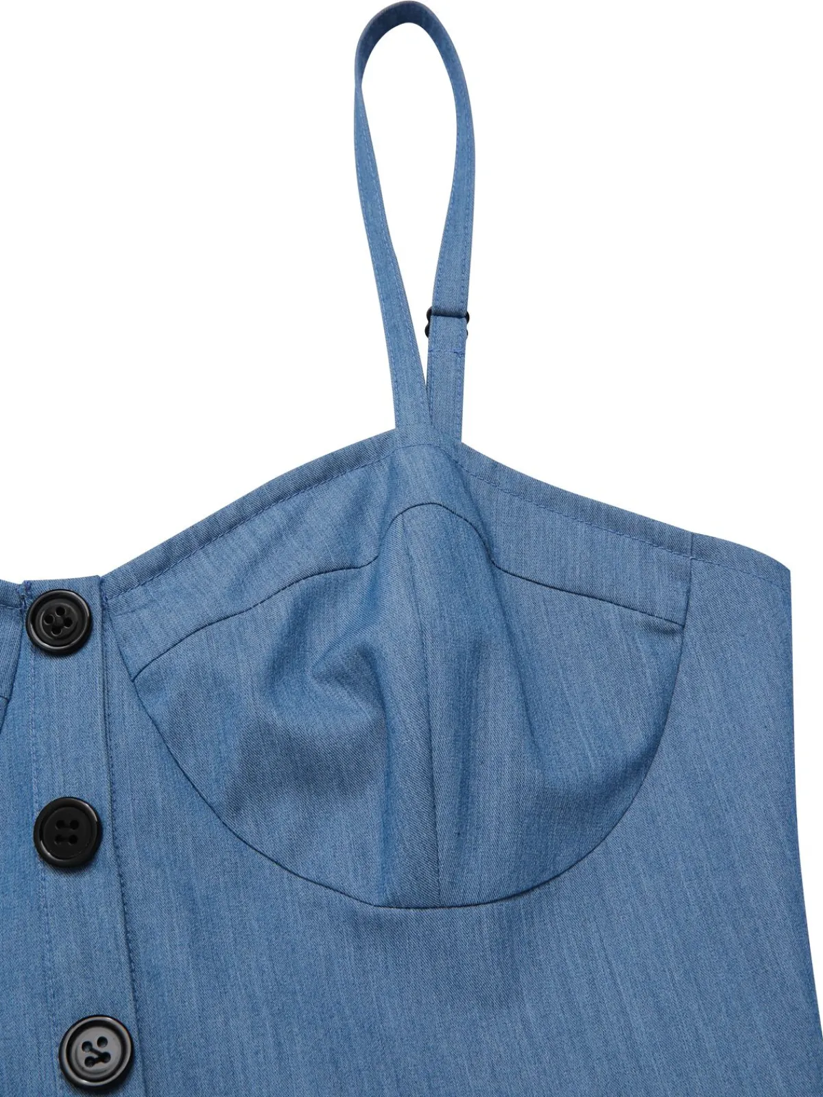 Online Retro Stage 1950s Denim Polka Dot Mesh Patchwork Dress Blue