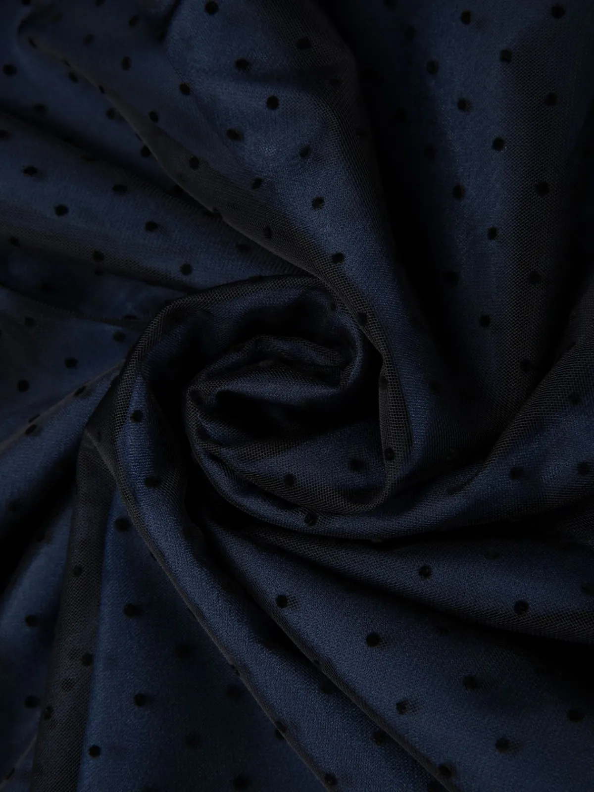 Online Retro Stage 1950s Denim Polka Dot Mesh Patchwork Dress Blue