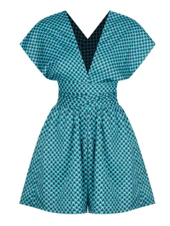 Online Retro Stage 1950s Fishback Multi-wear Cap Sleeve Romper Blue