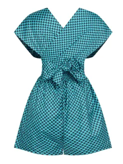 Online Retro Stage 1950s Fishback Multi-wear Cap Sleeve Romper Blue