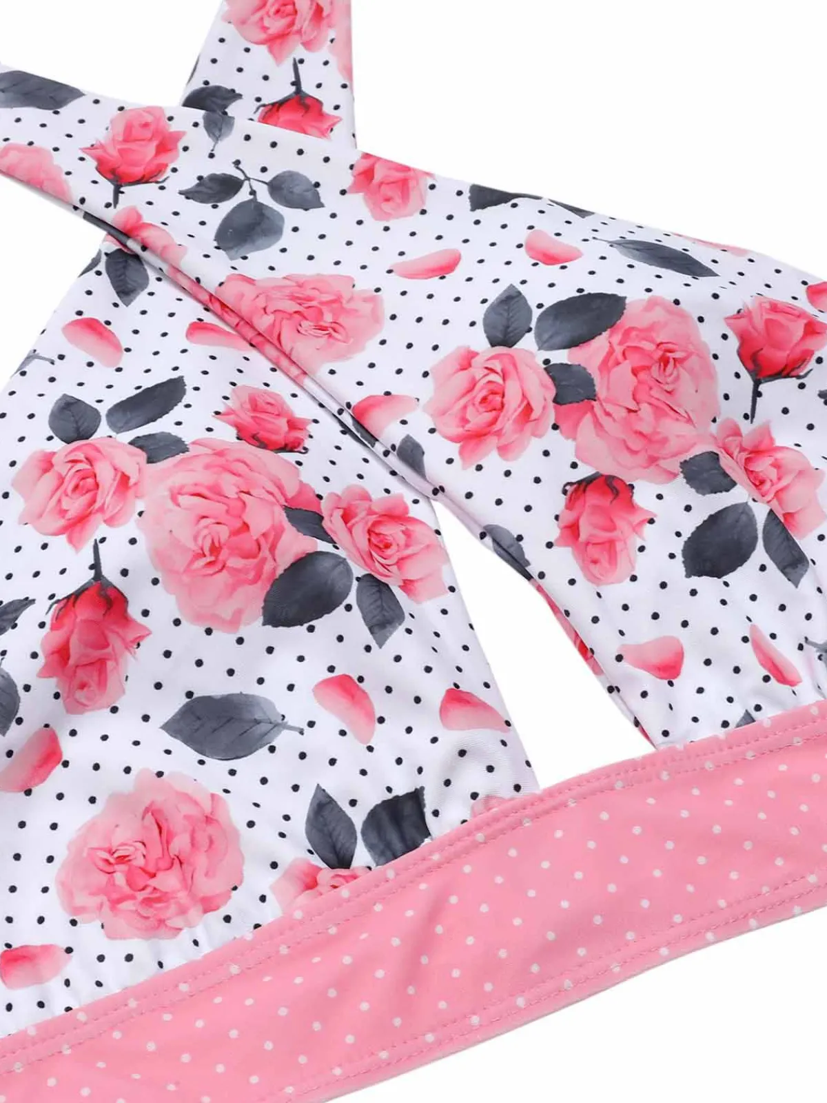 Best Retro Stage Blue 1940s Floral Cross Halter Swimsuit