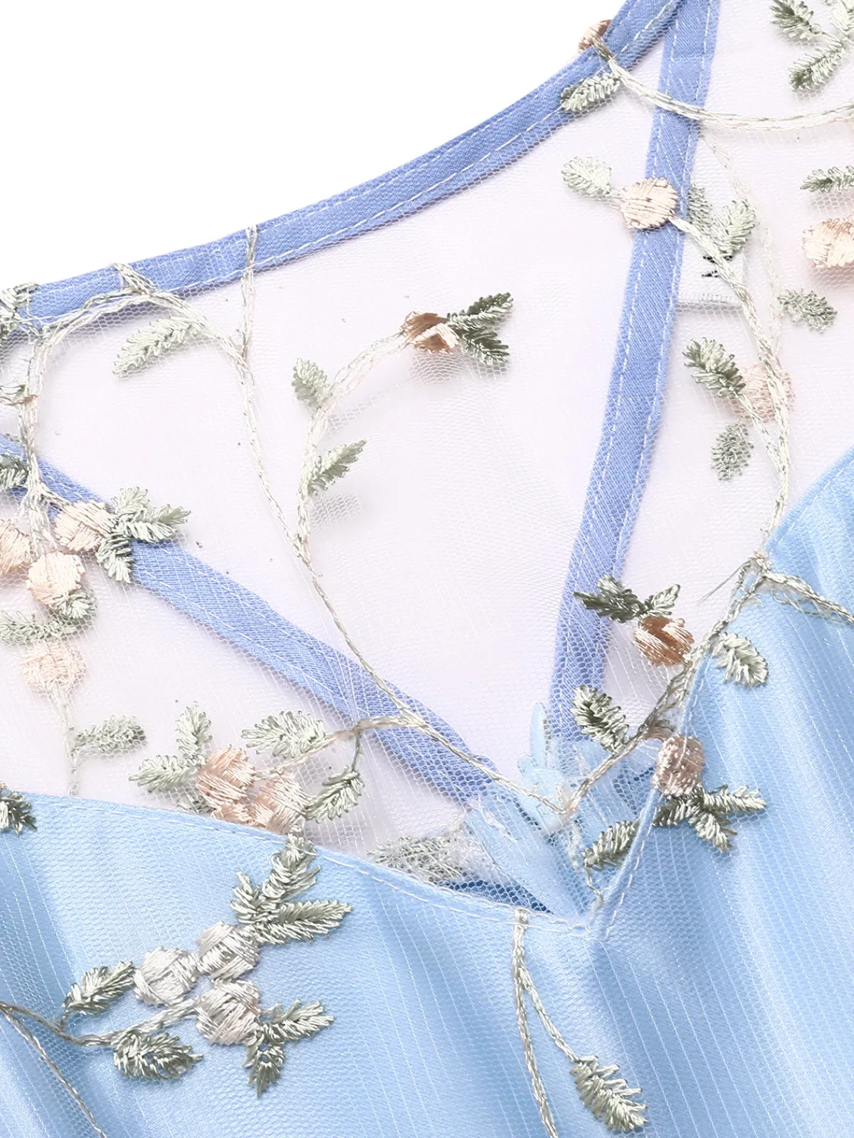 Discount Retro Stage Blue 1950s Floral Embroidery Lace Dress Light Blue