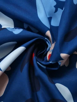 Outlet Retro Stage 1940s Floral Puff Sleeves Off-Shoulder Dress Blue