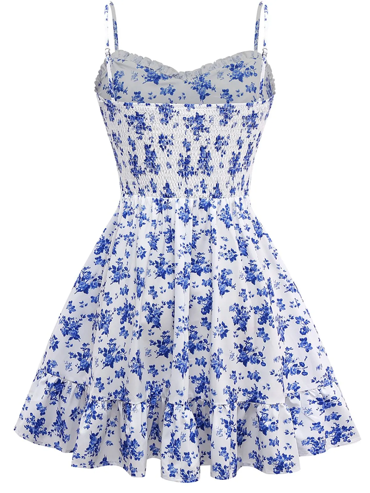 Outlet Retro Stage 1950s Floral Spaghetti Strap Dress Blue