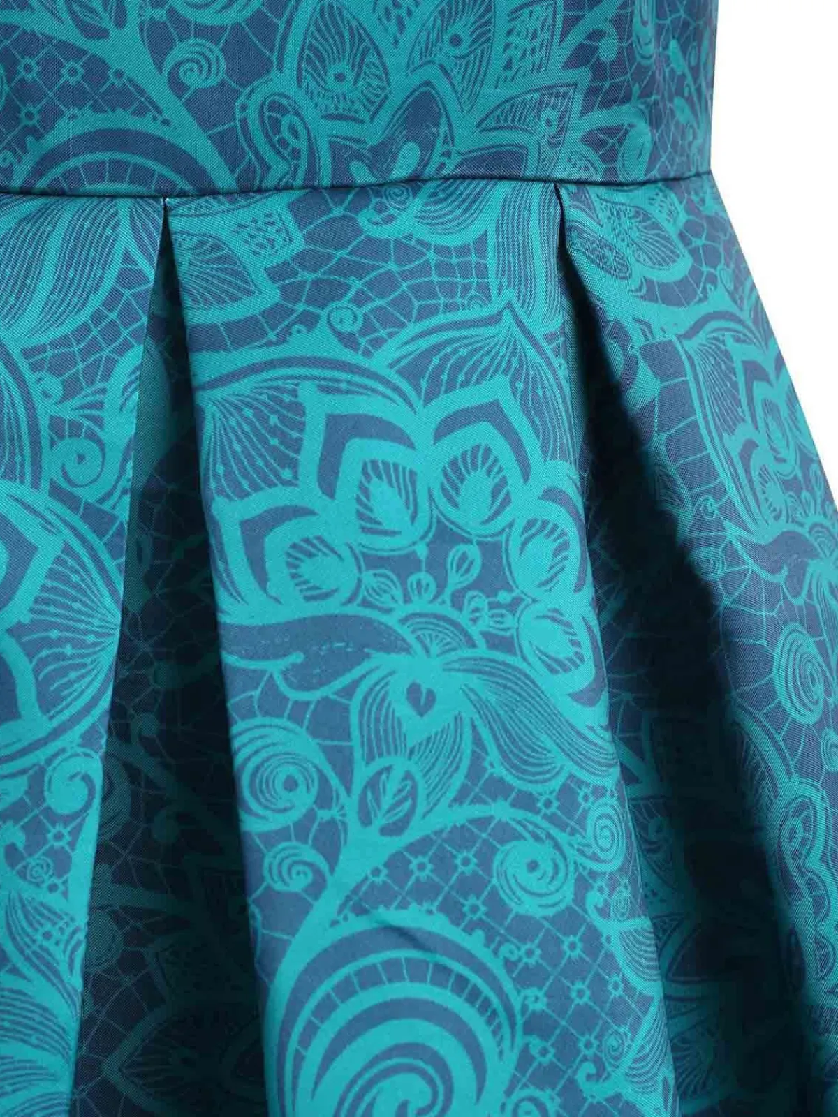 Online Retro Stage 1950s Floral Sweetheart Swing Dress Blue