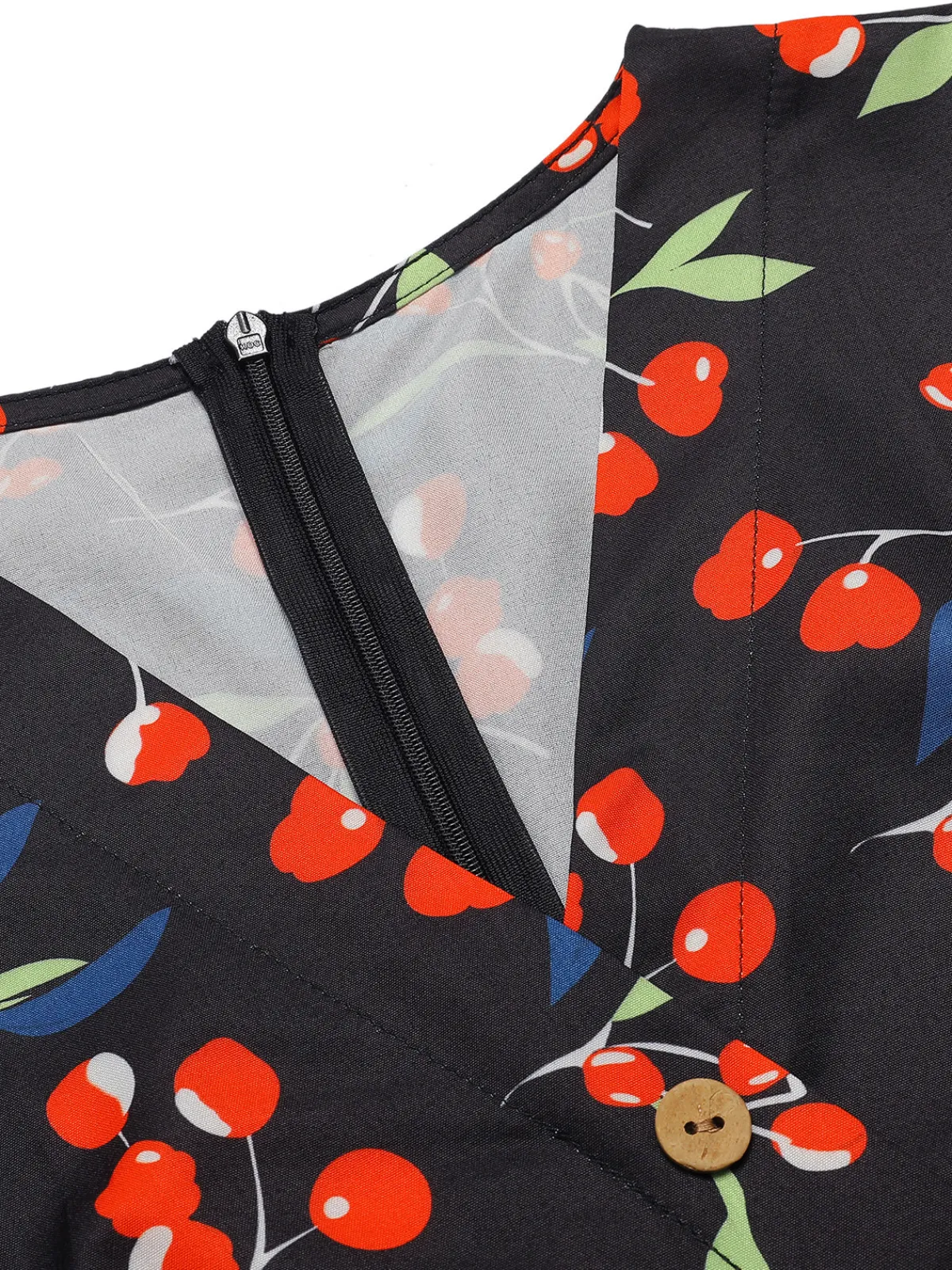 Clearance Retro Stage Blue 1940s Floral V-Neck Added Button Dress