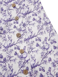 Clearance Retro Stage Blue 1940s Floral V-Neck Added Button Dress