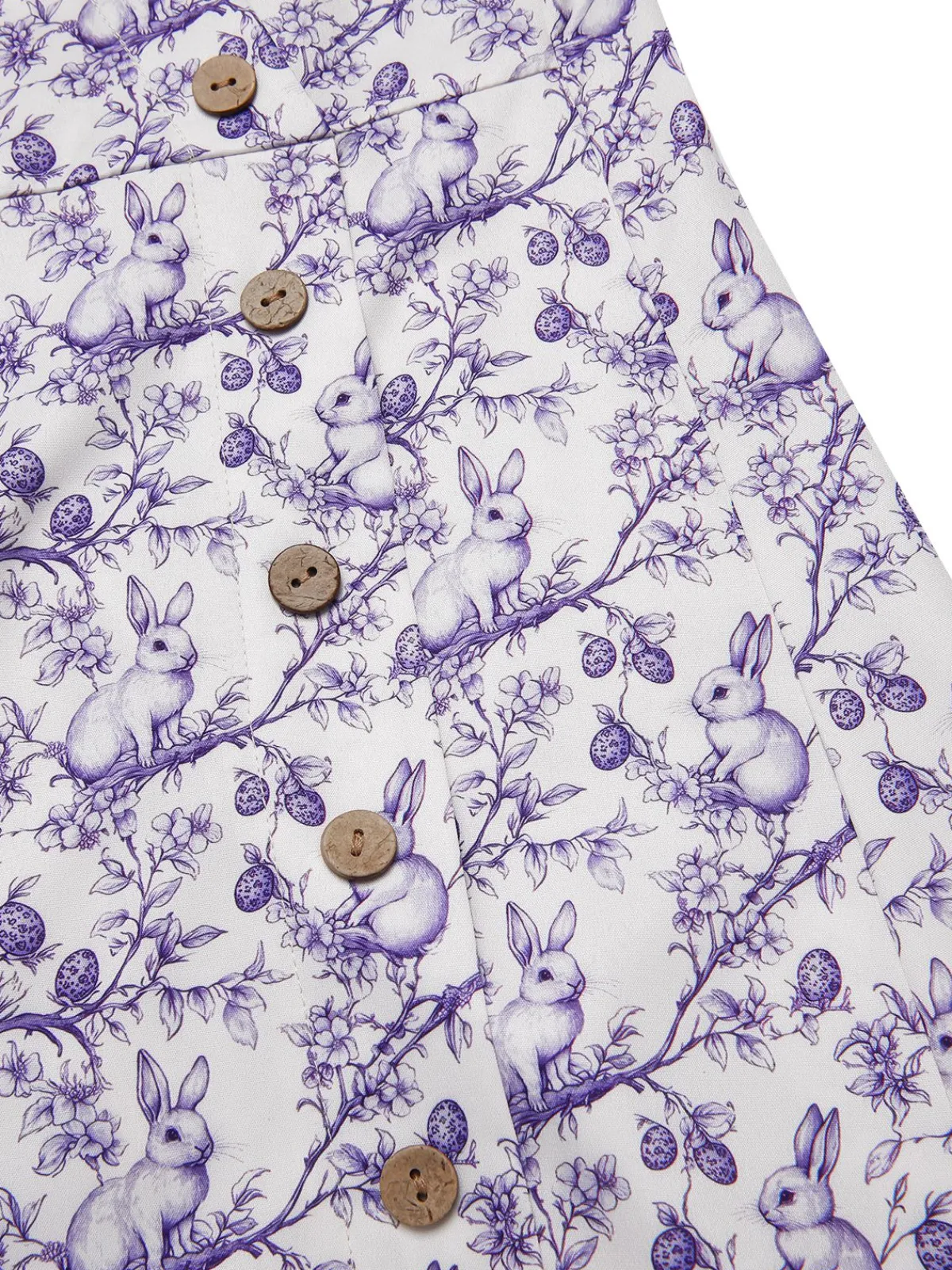 Clearance Retro Stage Blue 1940s Floral V-Neck Added Button Dress