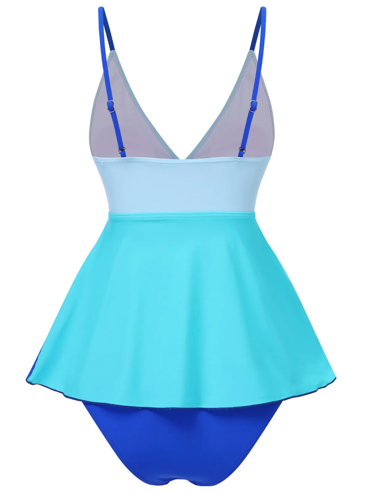Outlet Retro Stage 1940s Gradient Layered Flare Hem Swimsuit Blue