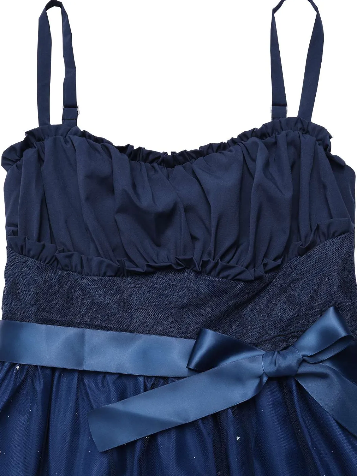 Online Retro Stage 1950s Gradient Mesh Waist Smocked Dress Blue