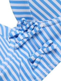 Best Retro Stage 1950s Halter Bow Stripes Swimsuit Blue