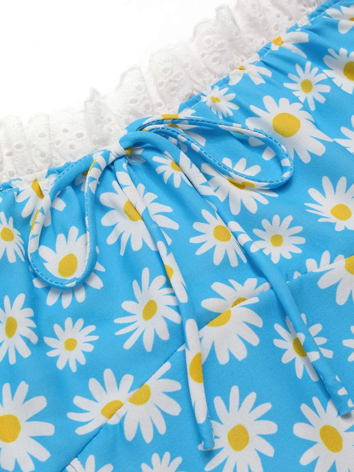 Outlet Retro Stage 1950s Halter Lace Daisy Dress Blue