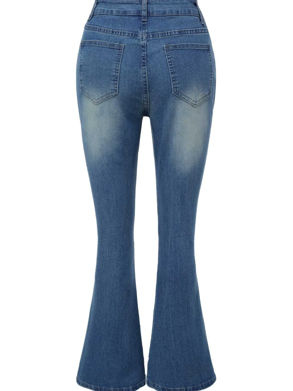 Sale Retro Stage 1930s High Waist Flare Jeans Blue