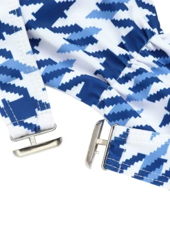 Clearance Retro Stage 1940s Houndstooth Bow Halter Swimsuit Blue