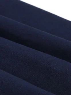 Fashion Retro Stage Blue 1950s Lapel Waist-Tie Cotton Dress Dark Blue