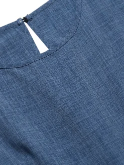 Clearance Retro Stage 1940s Layered Ruffle Sleeve A-Line Dress Blue