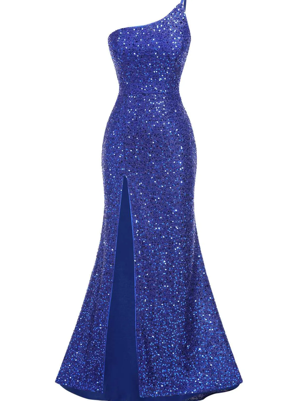 New Retro Stage 1920s One-Shoulder Sequined Mermaid Dress Blue