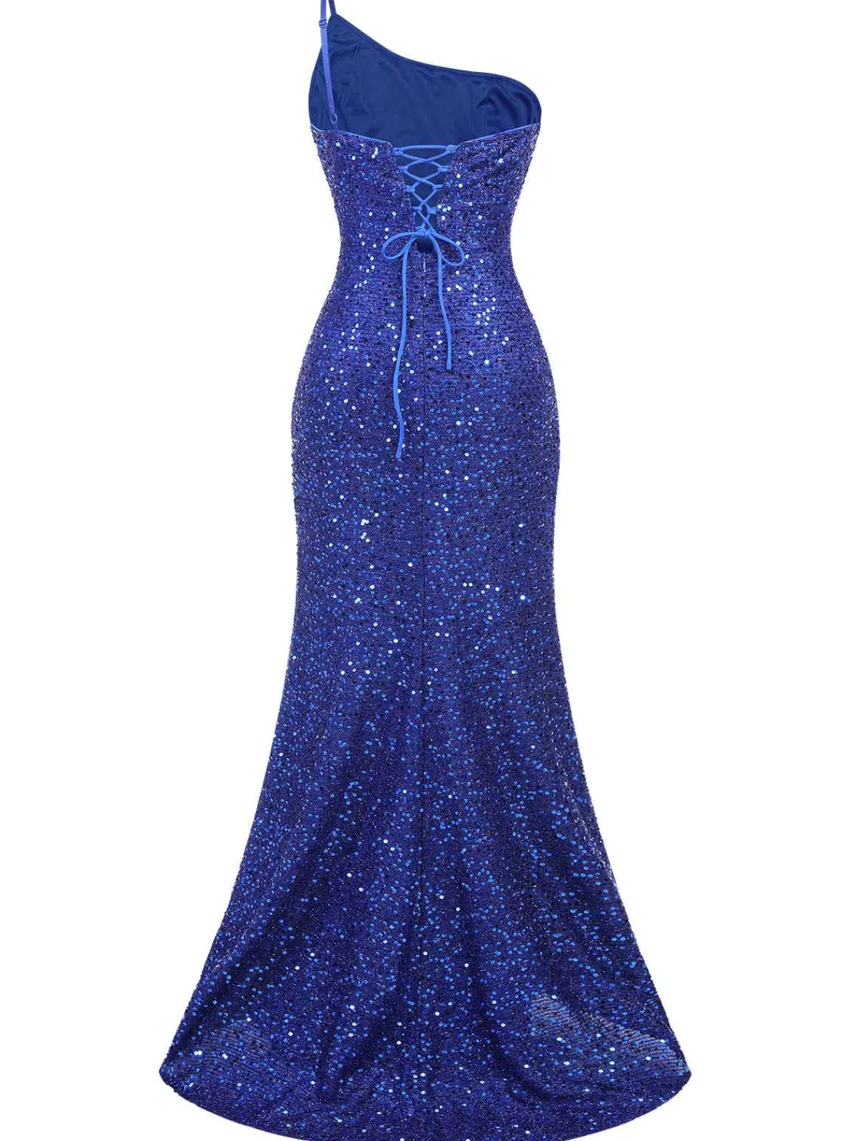 New Retro Stage 1920s One-Shoulder Sequined Mermaid Dress Blue