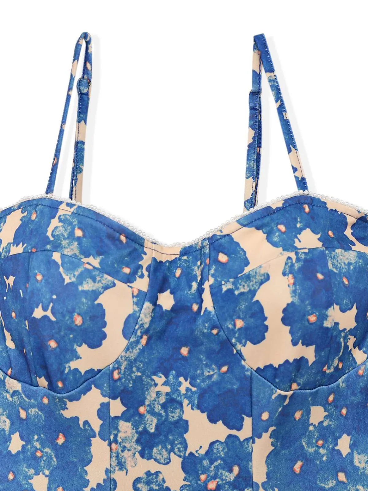 Hot Retro Stage 1940s Painting Floral Straps Dress Blue