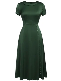 New Retro Stage Blue 1940s Pearl Buttons Darlene Dress