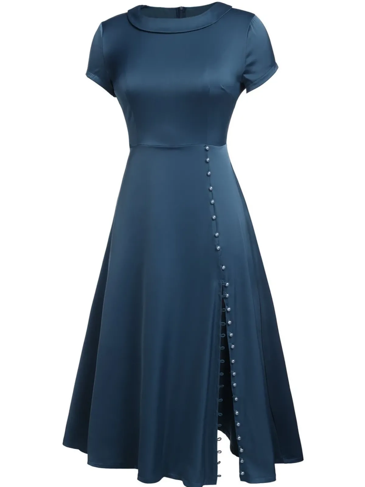 New Retro Stage Blue 1940s Pearl Buttons Darlene Dress