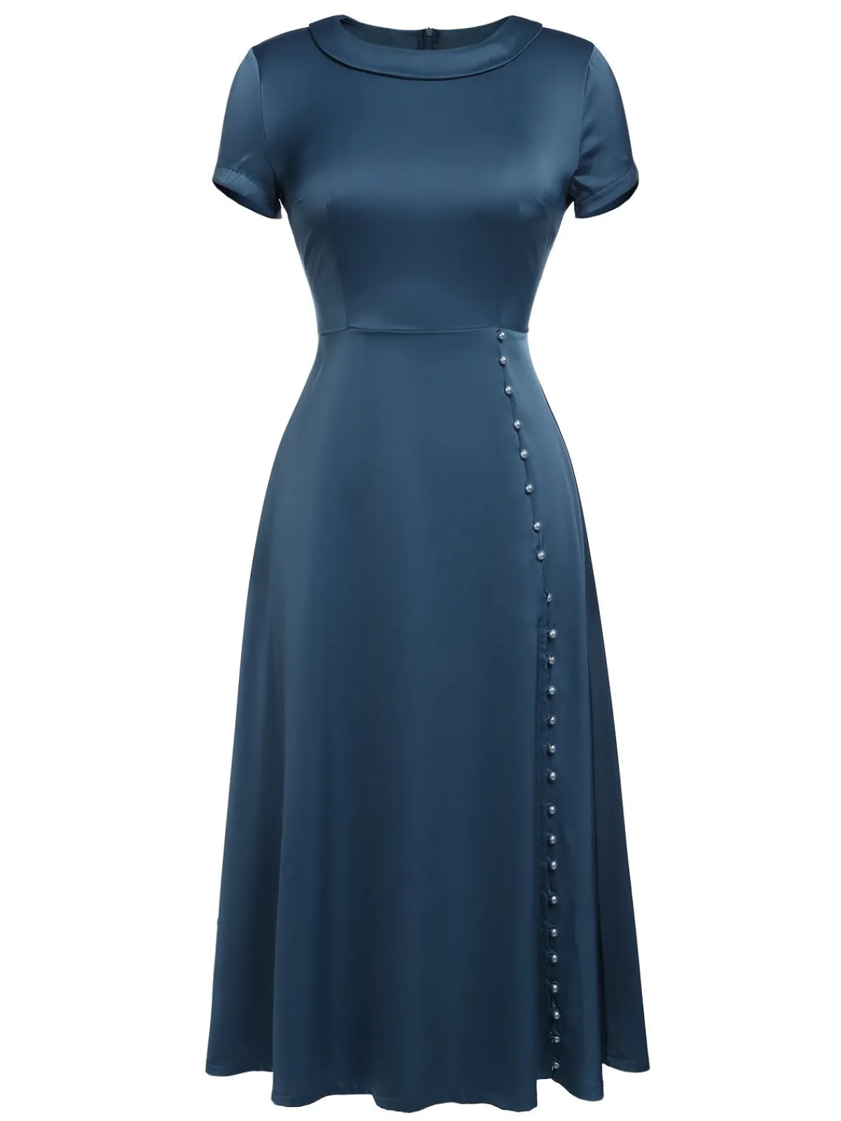 New Retro Stage Blue 1940s Pearl Buttons Darlene Dress