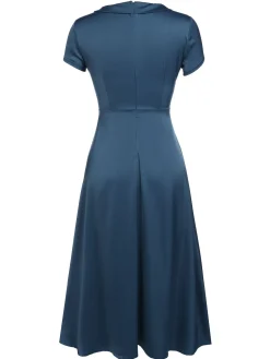 New Retro Stage Blue 1940s Pearl Buttons Darlene Dress