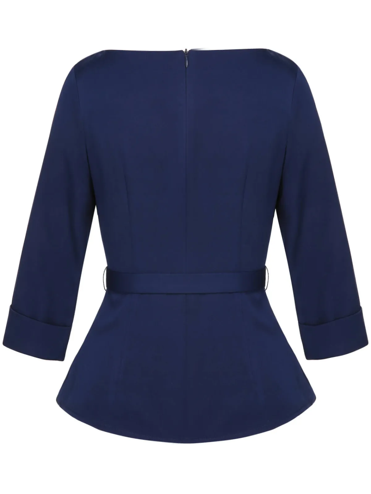 Clearance Retro Stage 1960s Peter Pan Collar Belt Top Blue