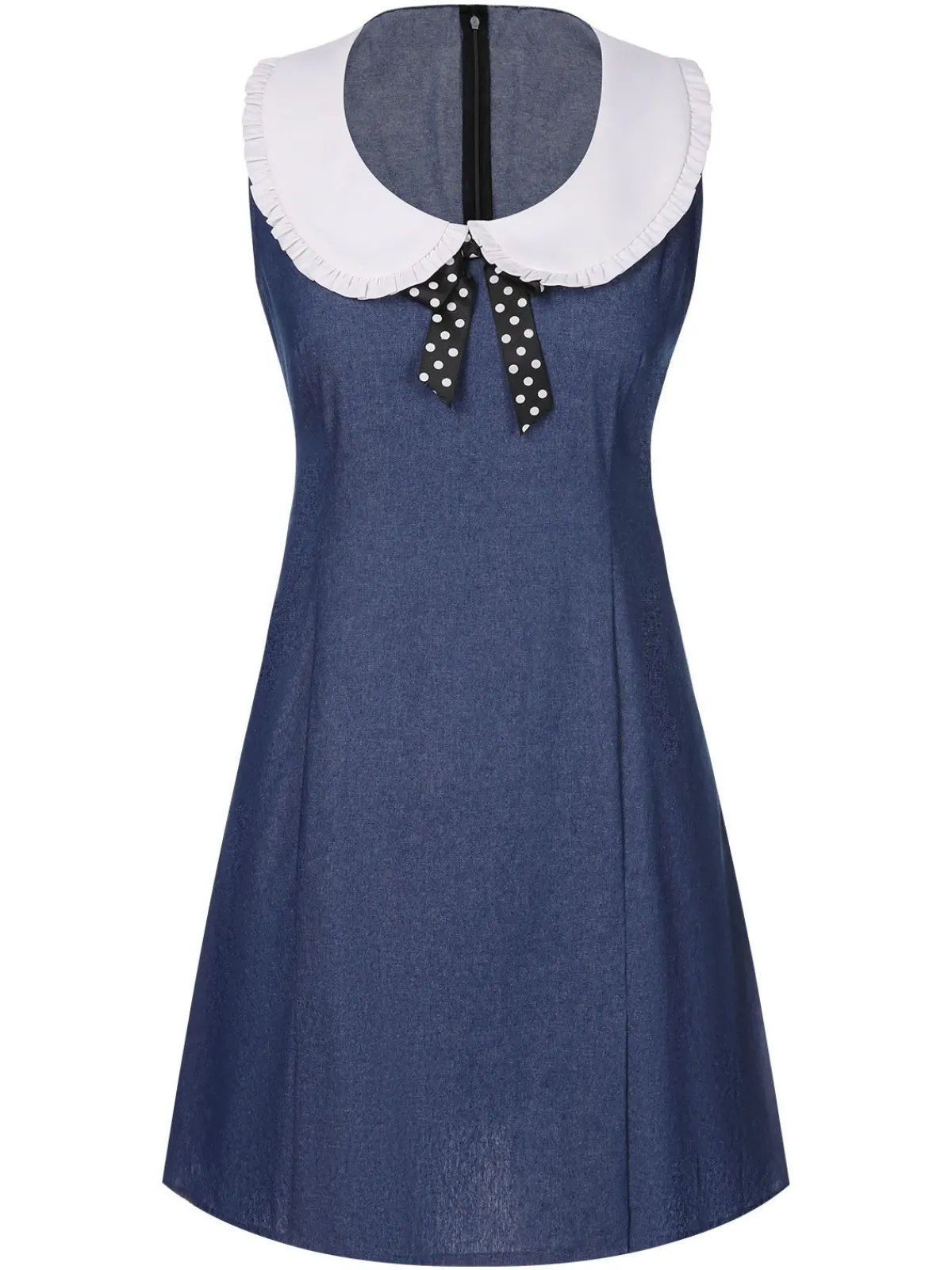 Outlet Retro Stage 1960s Peter Pan Collar Denim Dress Blue