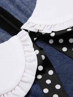 Outlet Retro Stage 1960s Peter Pan Collar Denim Dress Blue