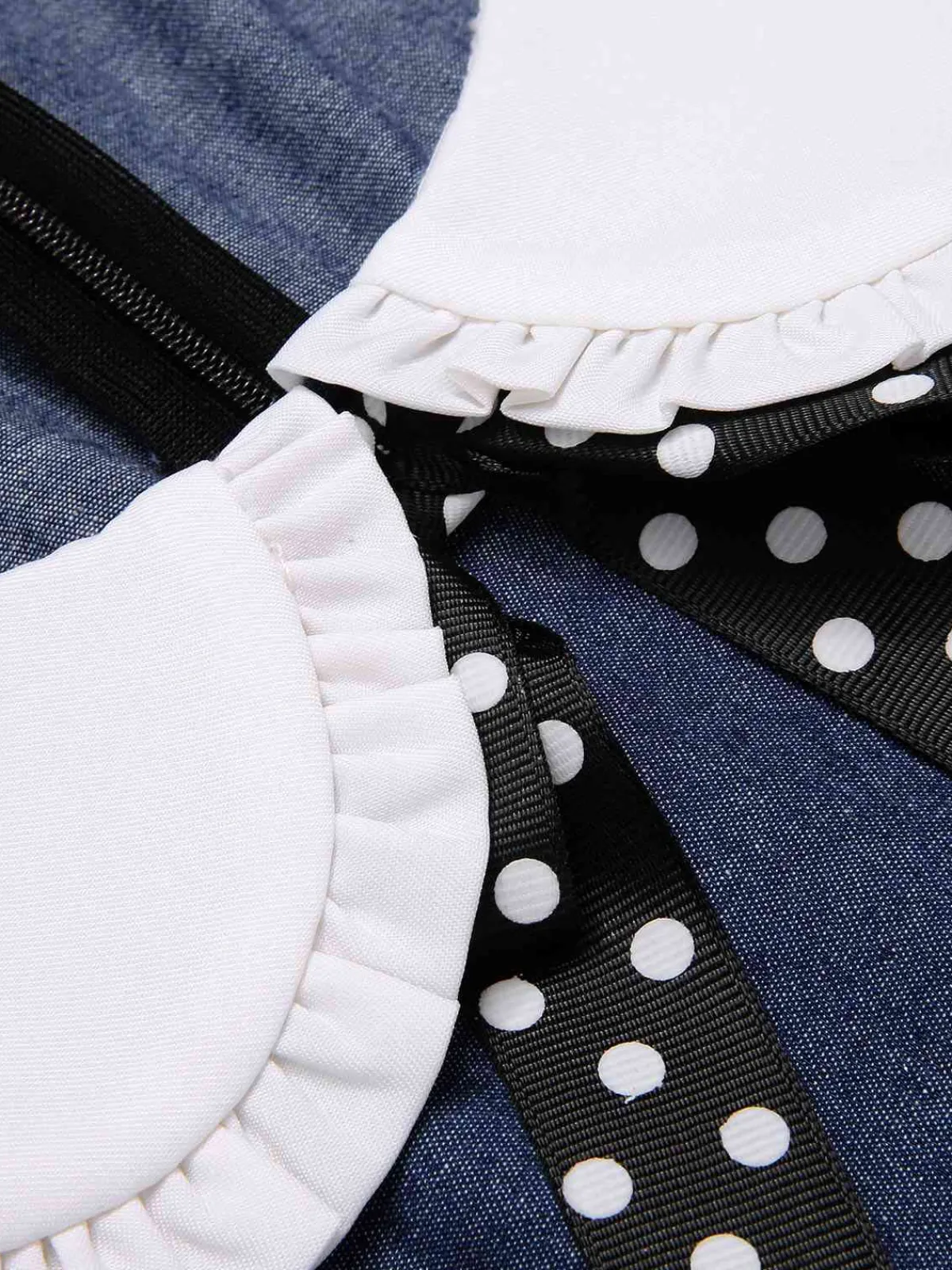 Outlet Retro Stage 1960s Peter Pan Collar Denim Dress Blue