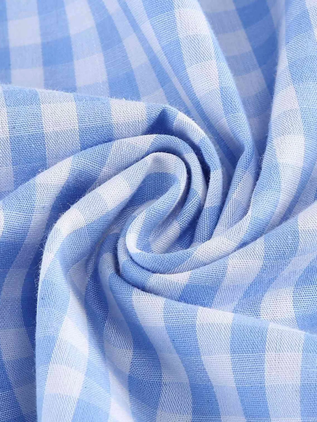 Best Retro Stage 1950s Peter Pan Collar Gingham Plaid Dress Blue