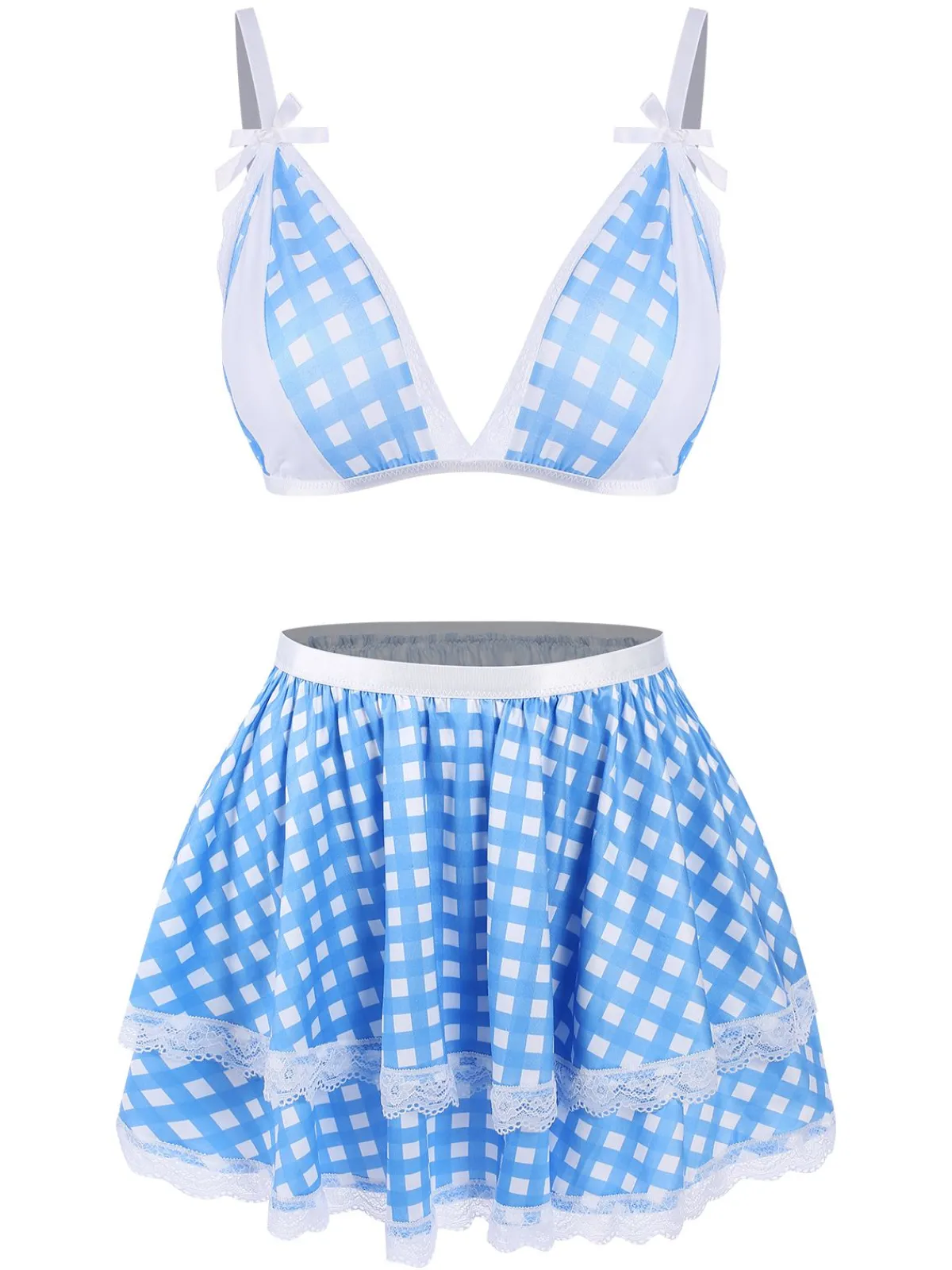 Discount Retro Stage 1950s Pin Check Straps Pajama Blue