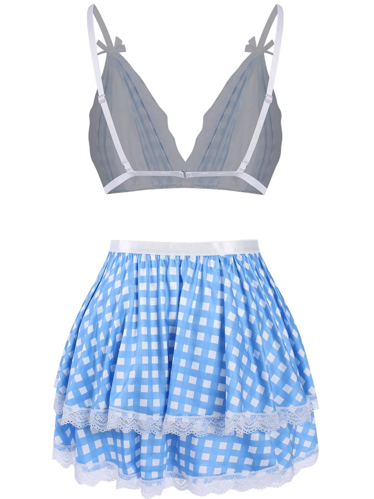 Discount Retro Stage 1950s Pin Check Straps Pajama Blue
