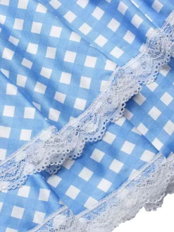 Discount Retro Stage 1950s Pin Check Straps Pajama Blue