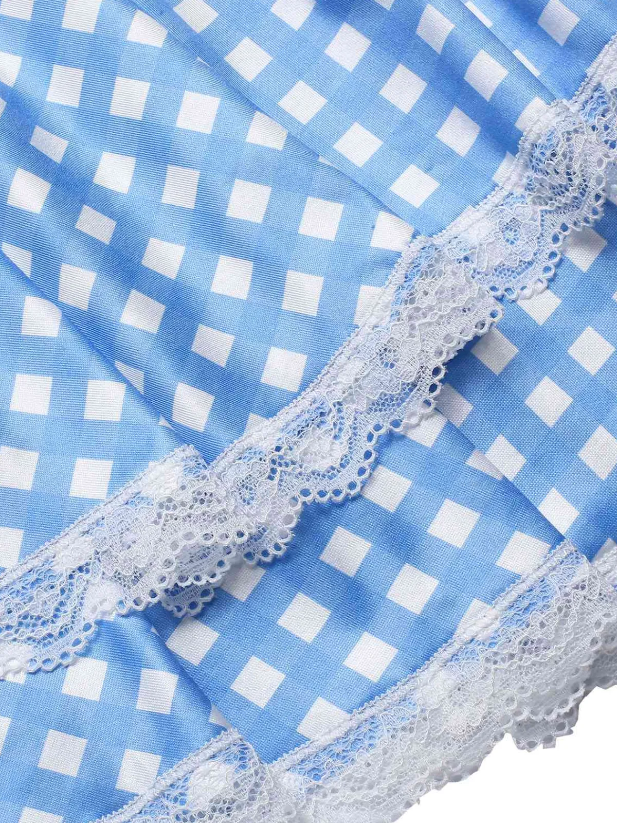 Discount Retro Stage 1950s Pin Check Straps Pajama Blue