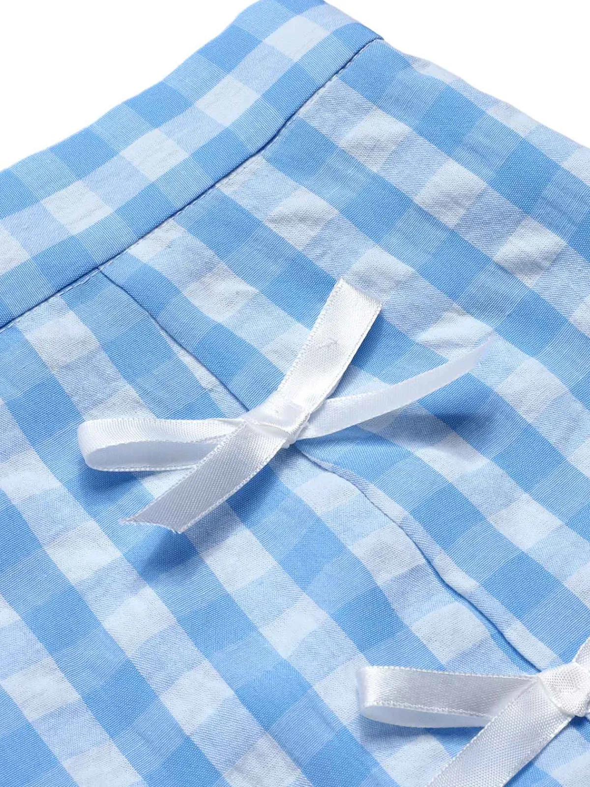 Best Retro Stage 1960s Plaid BowKnot Skirts Blue