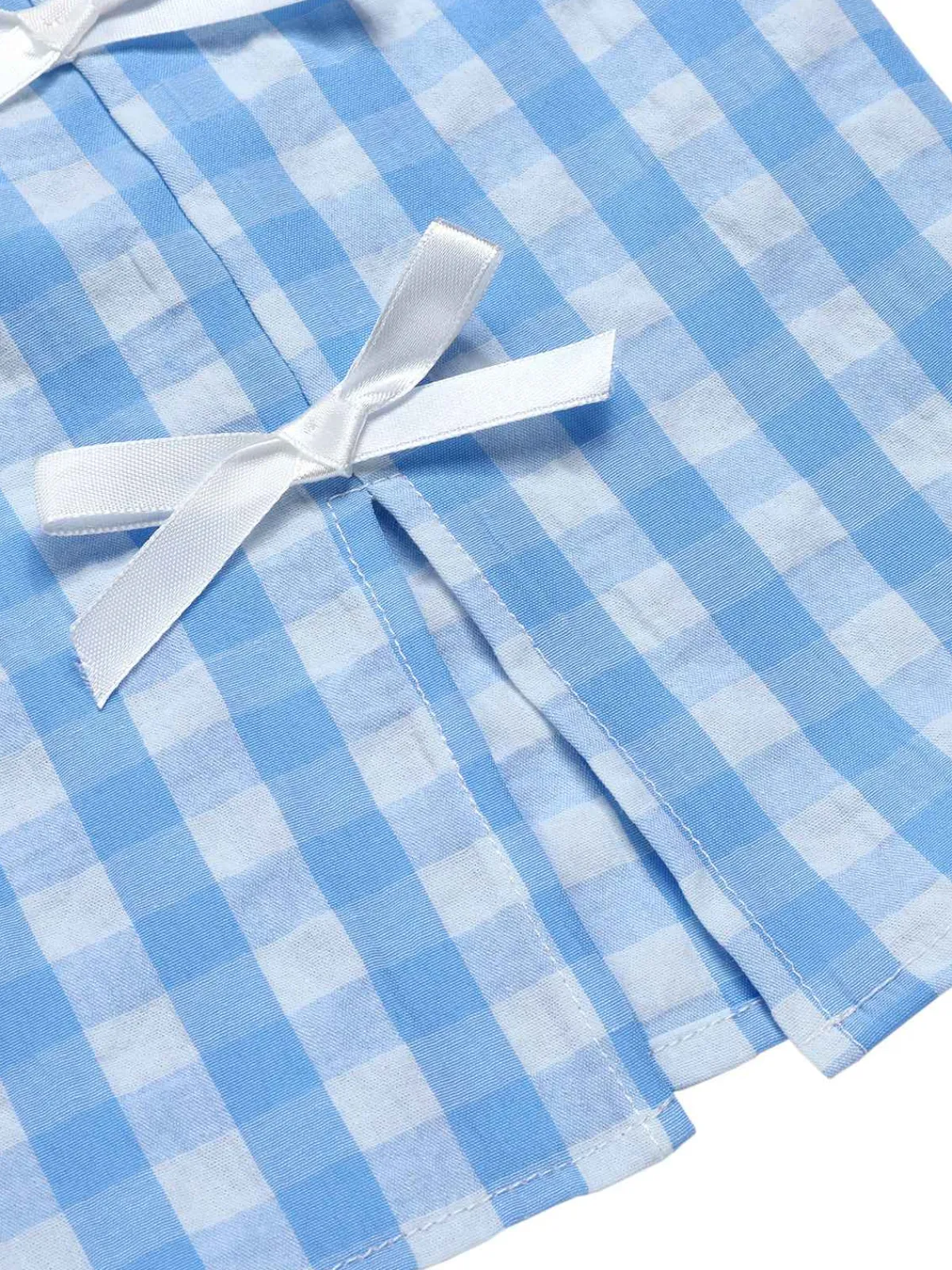 Best Retro Stage 1960s Plaid BowKnot Skirts Blue