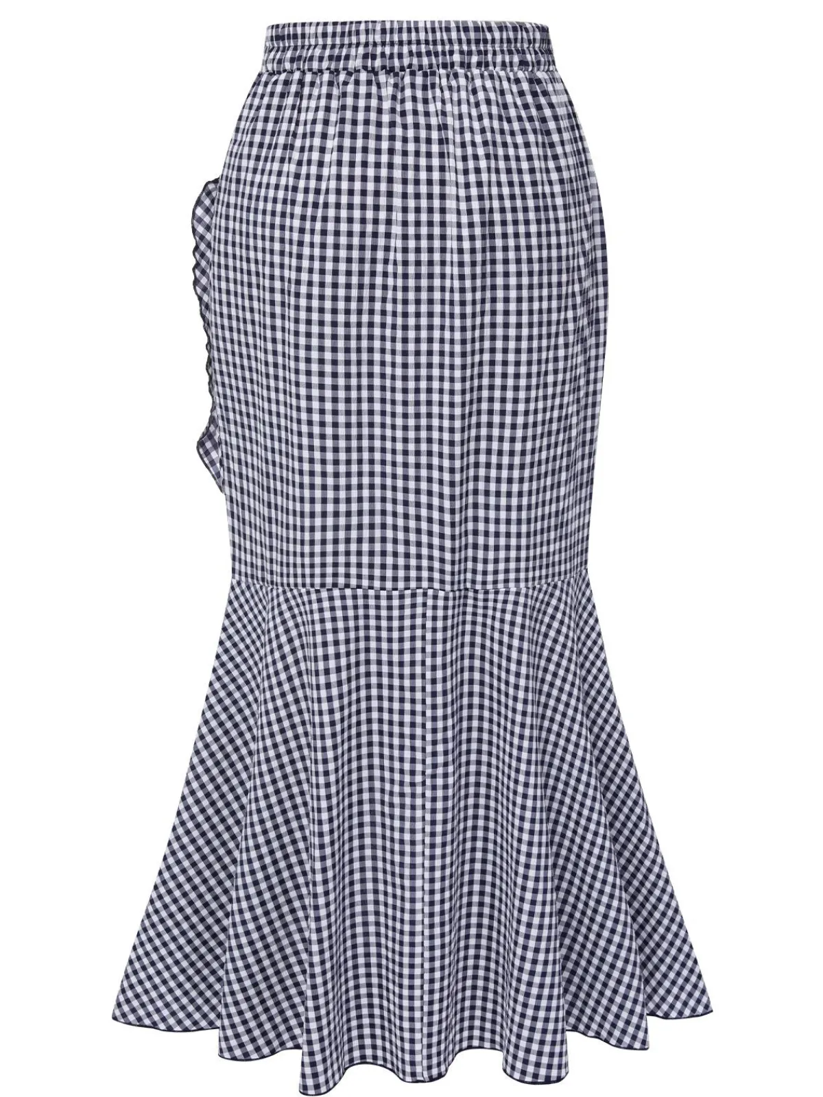 Clearance Retro Stage 1930s Plaid Fishtail Skirt Blue