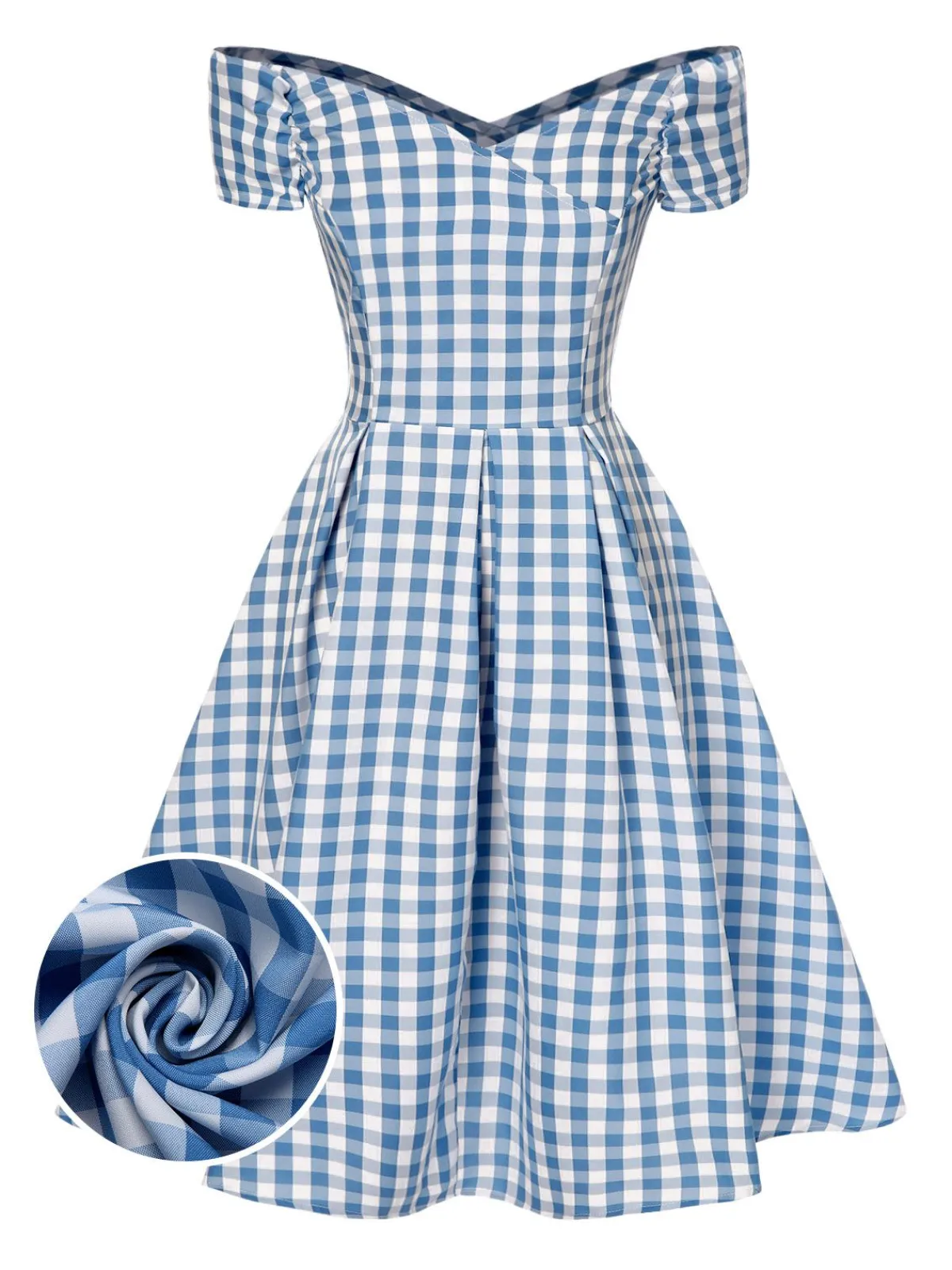 Outlet Retro Stage Blue 1950s Plaid Swing Dress
