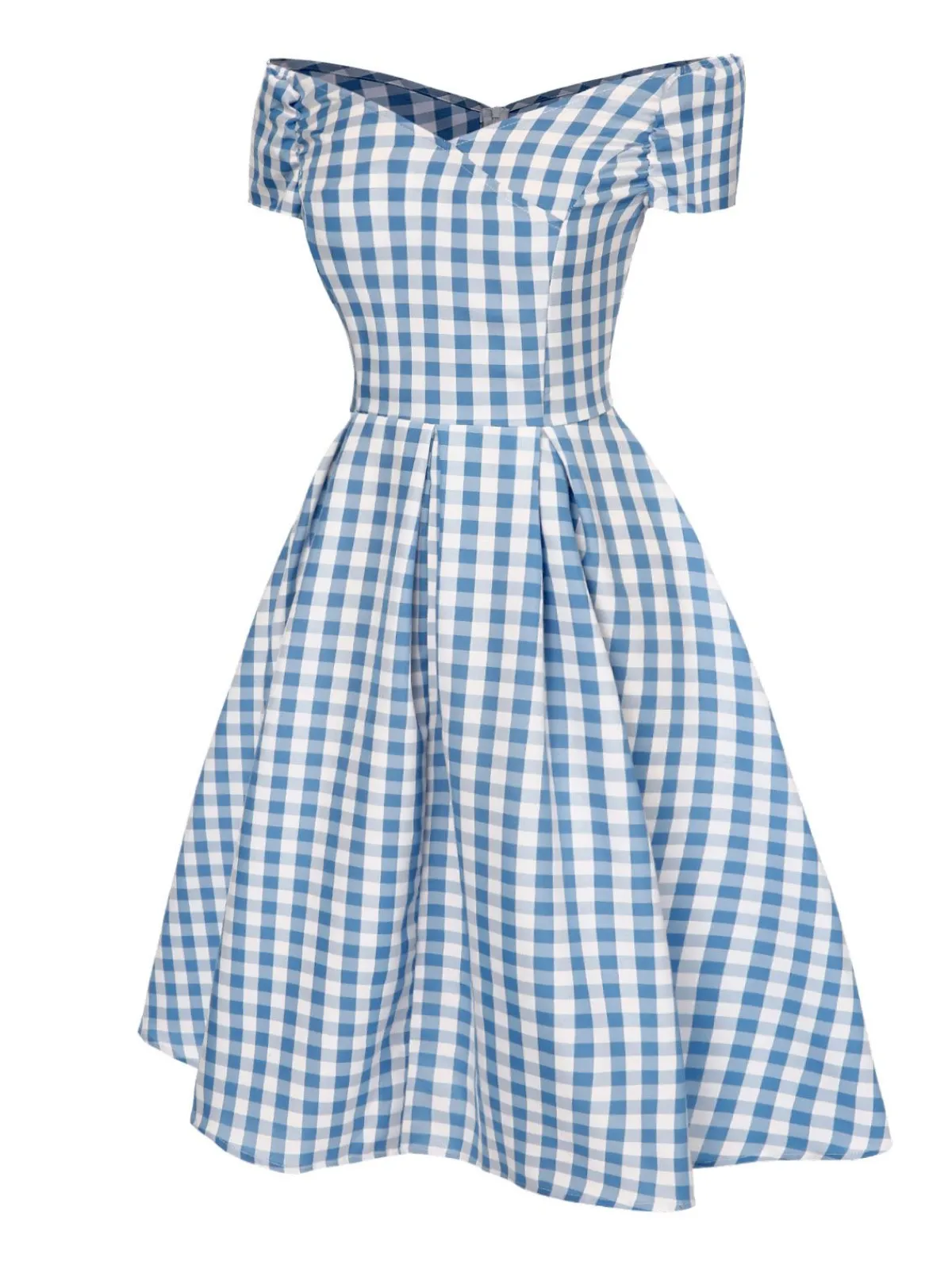 Outlet Retro Stage Blue 1950s Plaid Swing Dress