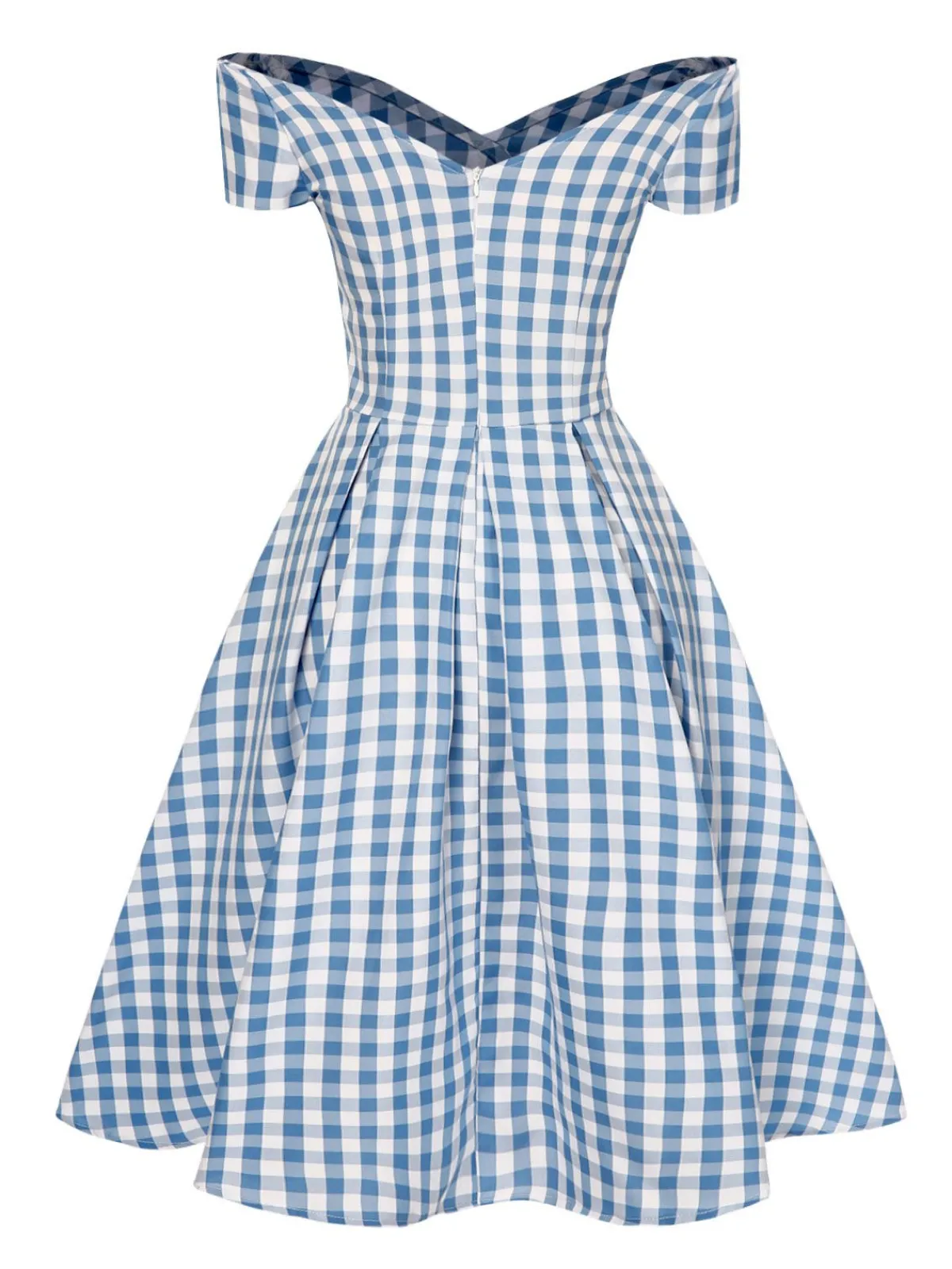 Outlet Retro Stage Blue 1950s Plaid Swing Dress