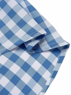 Outlet Retro Stage Blue 1950s Plaid Swing Dress